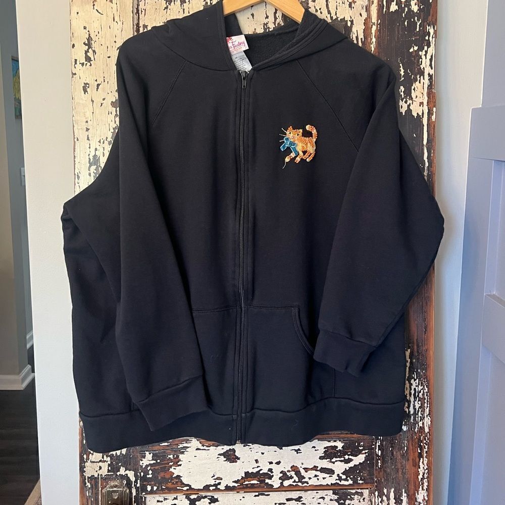 Quacker Factory full zip cat w bow hoodie. Size 1X.